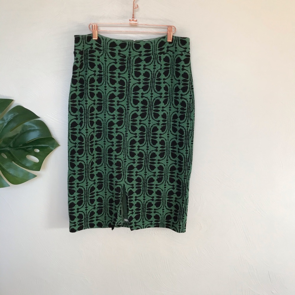 Anthropologie Green and Black Patterned Pencil Skirt - Picture 8 of 9